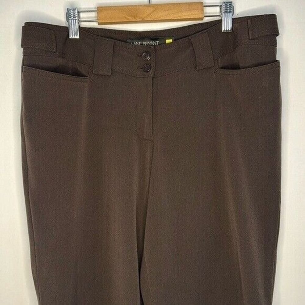 Lane Bryant Petite 1 Large Brown Wide Leg Dress Pants Trousers Neutral Office - Picture 2 of 8